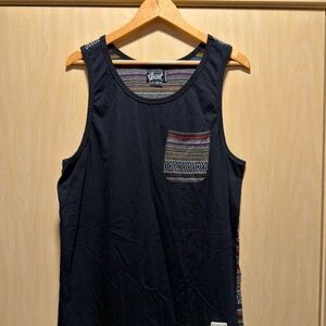 Beautiful Giant Serape Print Black Tank Top with Patterned Pocket